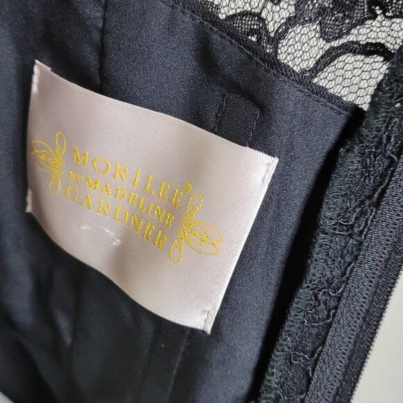 Mori Lee Lace Sequin Button Back Dress in Black Size 8 - Picture 3 of 15